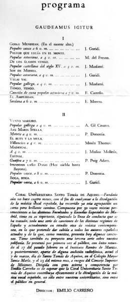 Coral Santo Toms de Aquino, Ateneo de Madrid, 1952